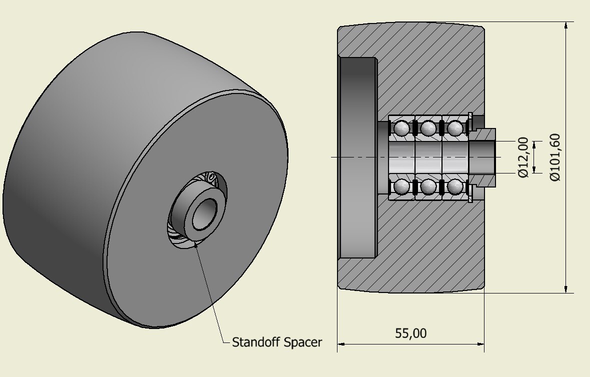CNC Machined Belt Grinder wheel set 5″ Drive-24 mm shaft, 4″ tracking, 2″ Idler