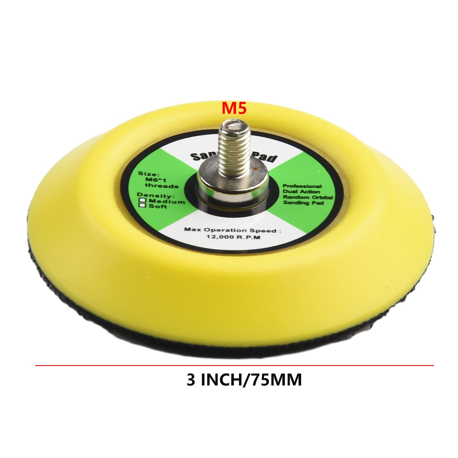 3 75mm & Sanding Polishing Backing Pad M6 Thread For Air Sander 5pc