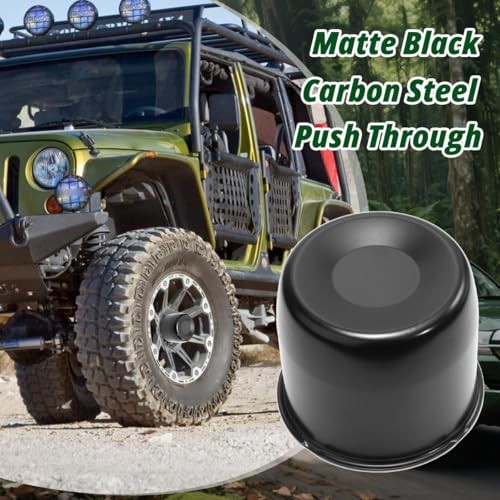 4 Pcs 4.25″ Push Through Wheel Center Caps for Truck OD:4.25″ H:3.66″ Black