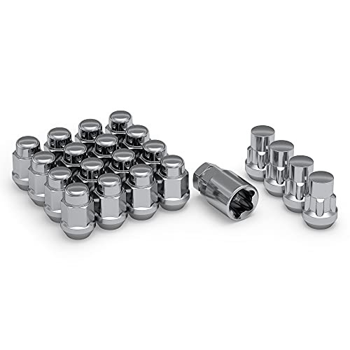 791704SAM Chrome 1/2″-20 Bulge 3/4″ Hex ( Standard ) 16 Lugs + Lock Set CHROME