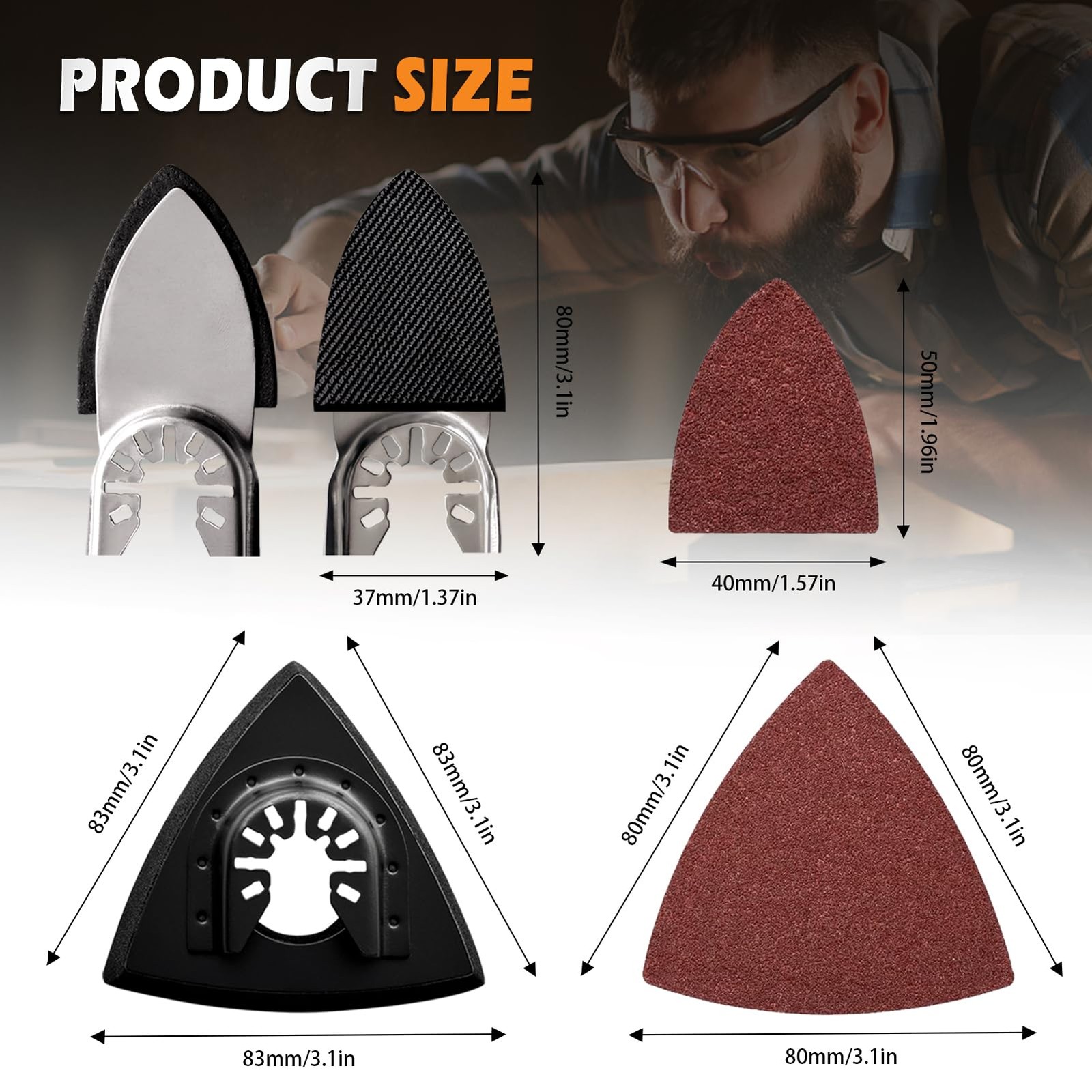 104Pcs Oscillating Tool Detail Sanding Pads Kit 2Pcs Triangle Sanding Pads an…