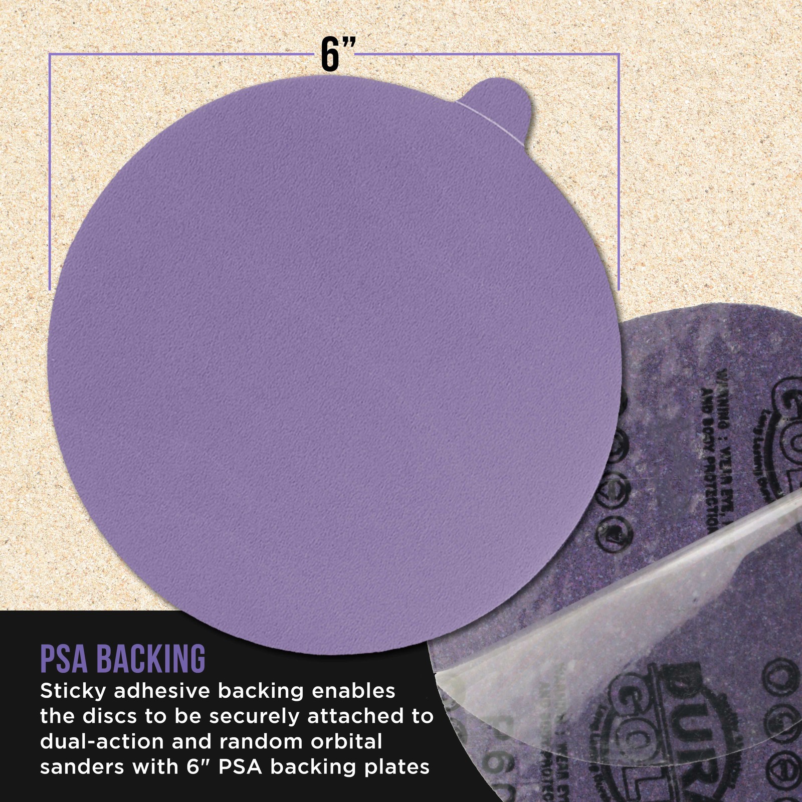 220 Grit 6″ PSA Ceramic Sanding Discs, Box of 50 – Self Adhesive Sandpaper