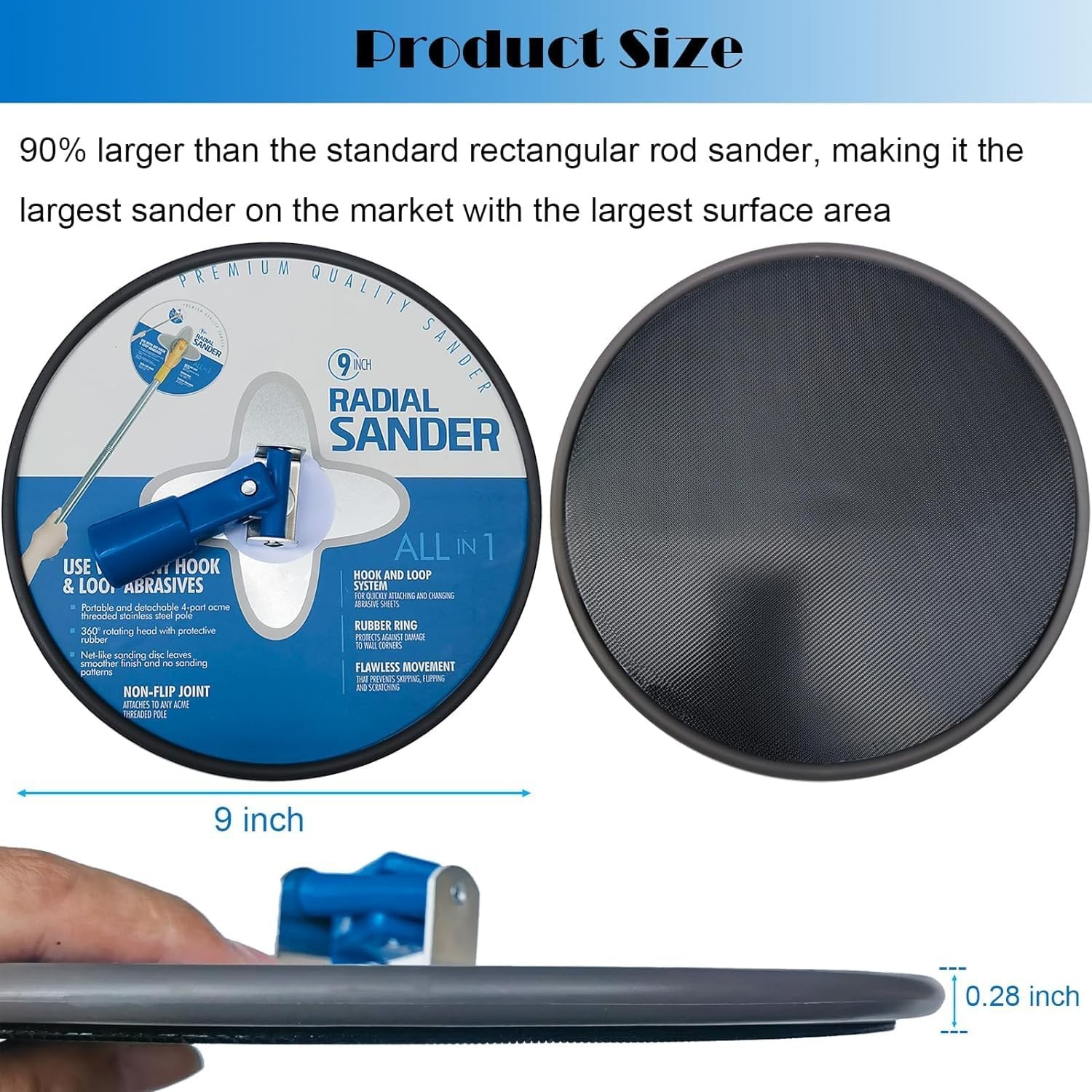 9″ Radial Hand Sander Hook Loop Drywall Sanding Tool for Wall