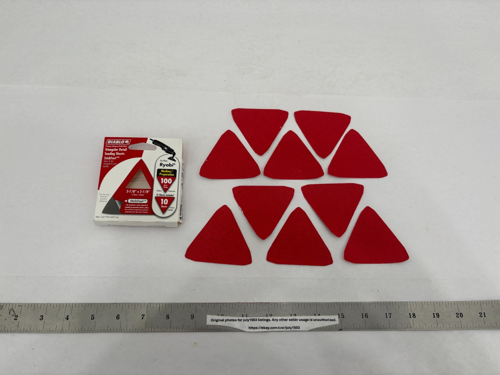 NEW Diablo 10-pk Triangular Detail Sanding Sheets StickFast – 100 Grit – 2-7/8″