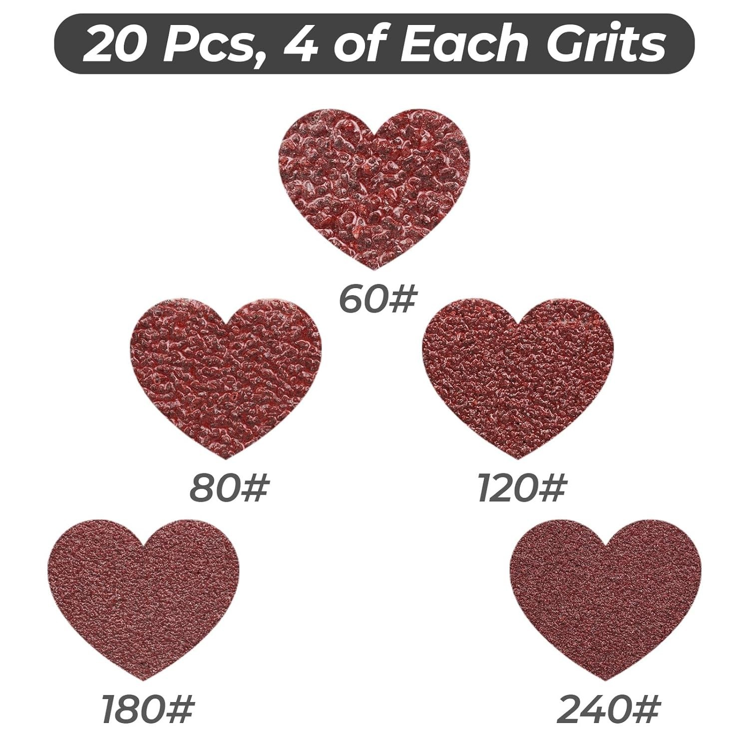 1/2 x 18 Inch Sanding Belts, 20 Pcs, 4 Each of 60/80/120/180/240 Grits, Premium