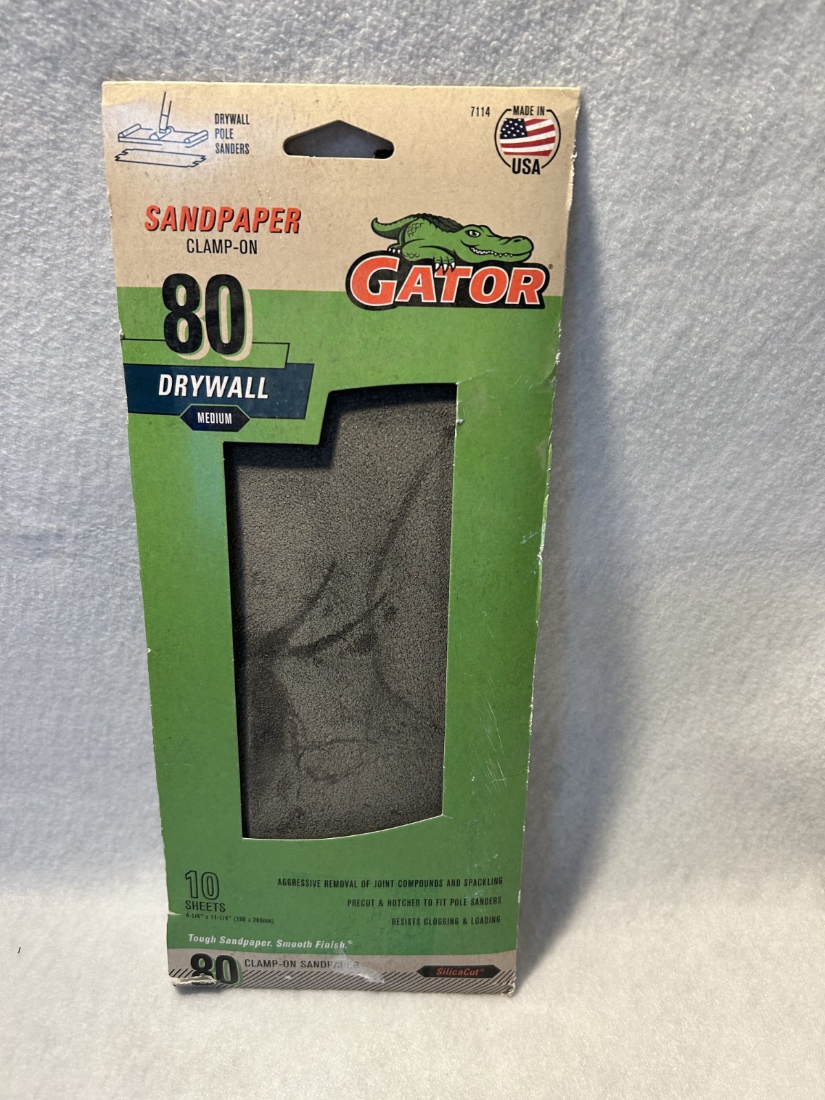 Gator Precut Drywall Coarse 80 Grit 10 Sheets Clamp-On Sandpaper 4.25″ x 11.25″