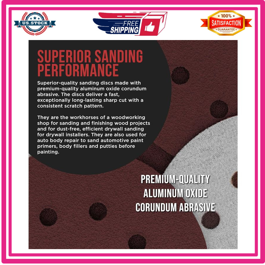 5in 8 Hole Sanding Discs 160 Pack 40-800 Grit Hook Loop Orbital