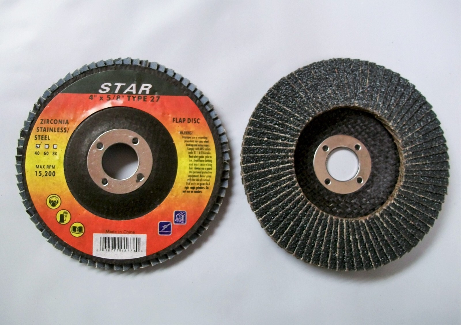 4″ x 5/8″ Flap Disc, Type 27, Zirconia, Choose Your Grit, 100 Discs
