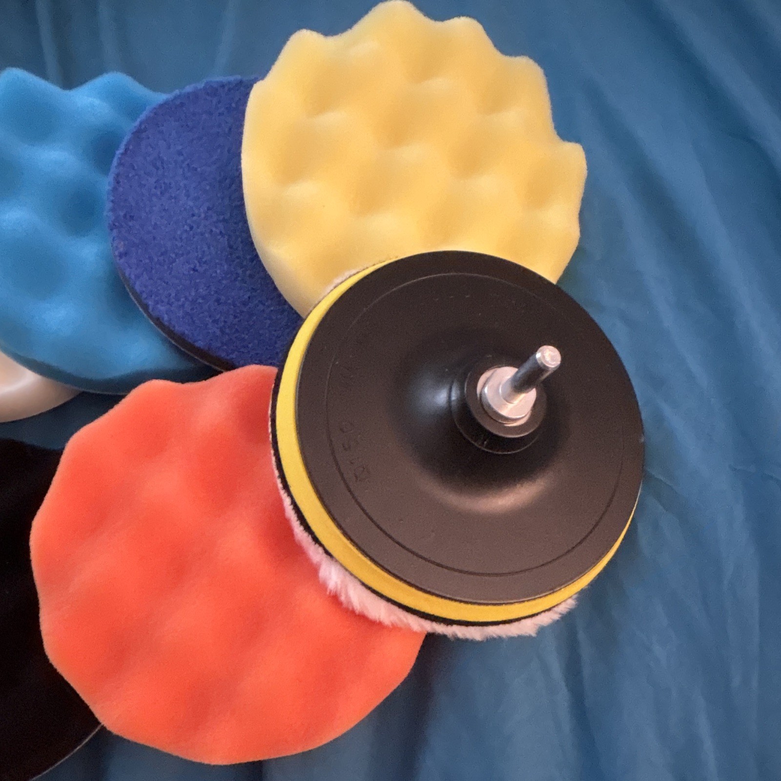 10 piece Foam Polishing & Buffing Pad Kit w/ Drill Adapter, Multicolor