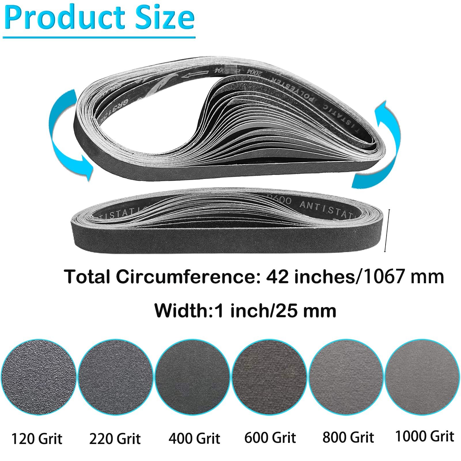 12 Pack 1 x 42 Inch Silicon Carbide Sanding Belts Assortment -120 240 400 600…