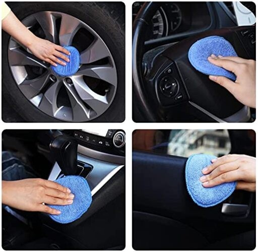 Microfiber Wax Applicator Pads, Car Wax Applicator, Buffing & Detail Blue
