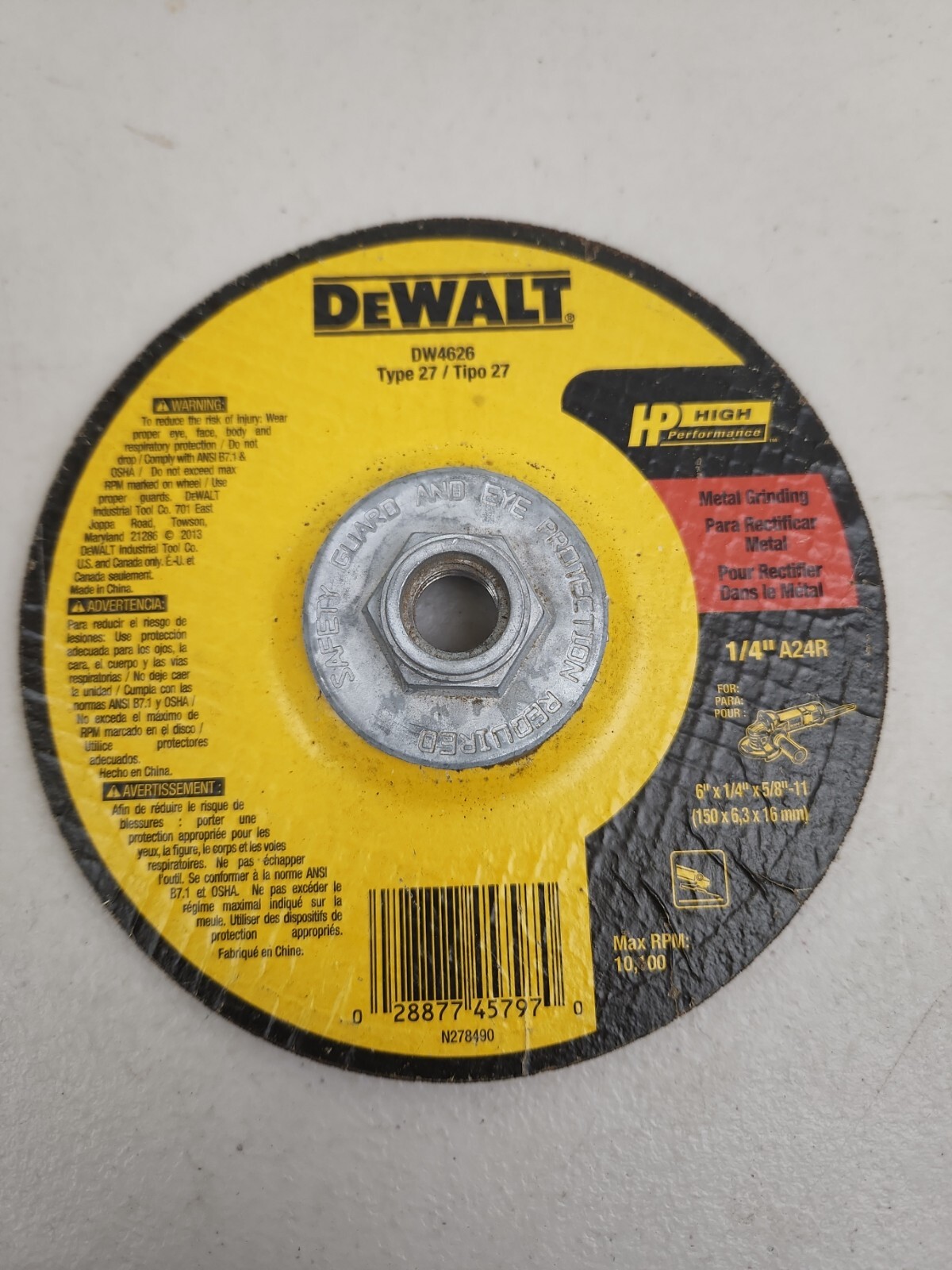 DeWalt DW4626 Grinding Wheel 6”x1/4”x5/8 – 11″ Type 27 10 Pack