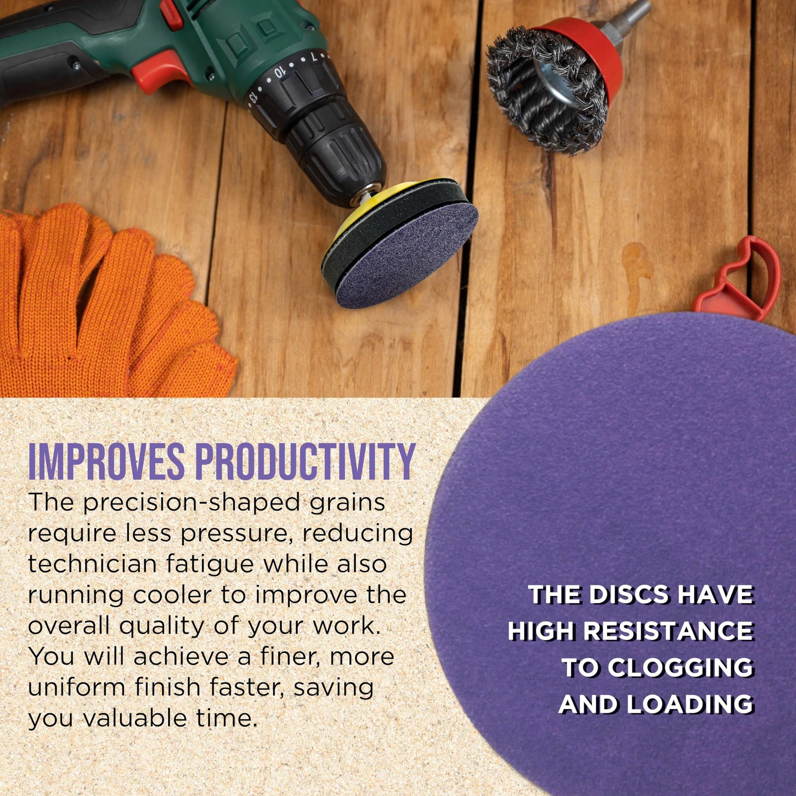Dura-Gold Premium 320 Grit 3 Purple Film Ceramic Sanding Discs,