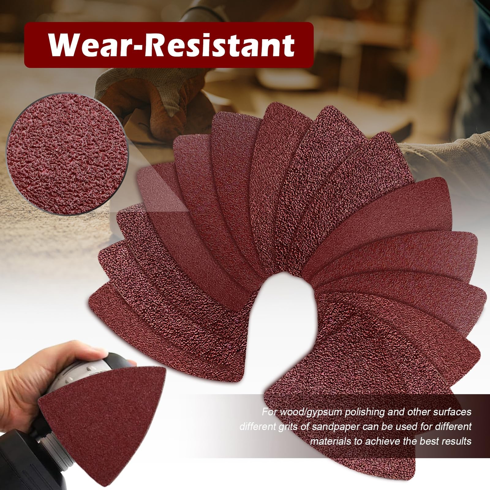 104Pcs Oscillating Tool Detail Sanding Pads Kit 2Pcs Triangle Sanding Pads an…