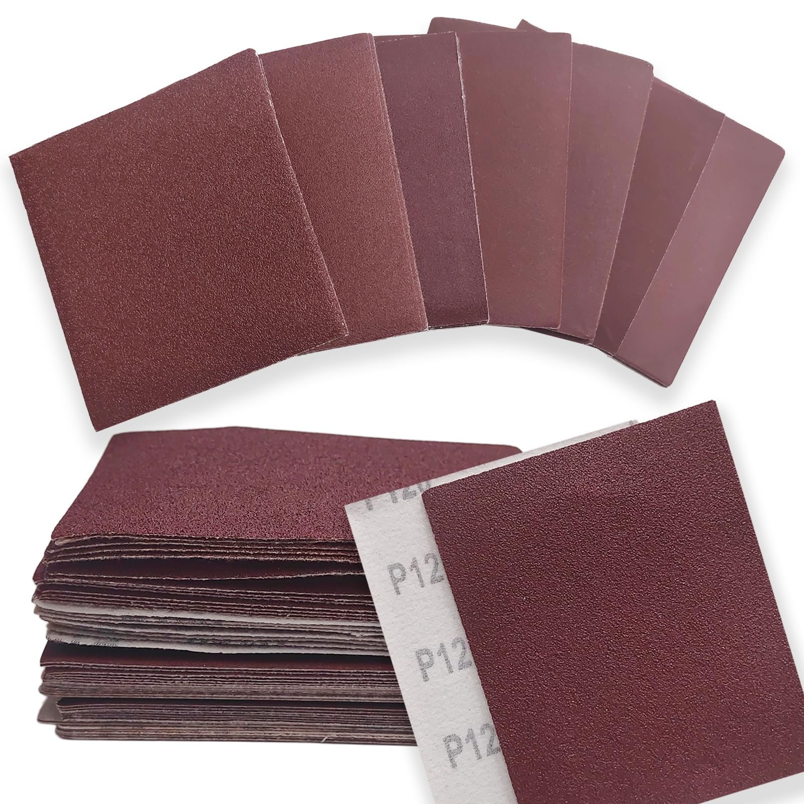 50 Pcs 1/4 Sheet Sandpaper for Palm Sander, 5.5″ x 4.5″ Premium Sand Paper 80…