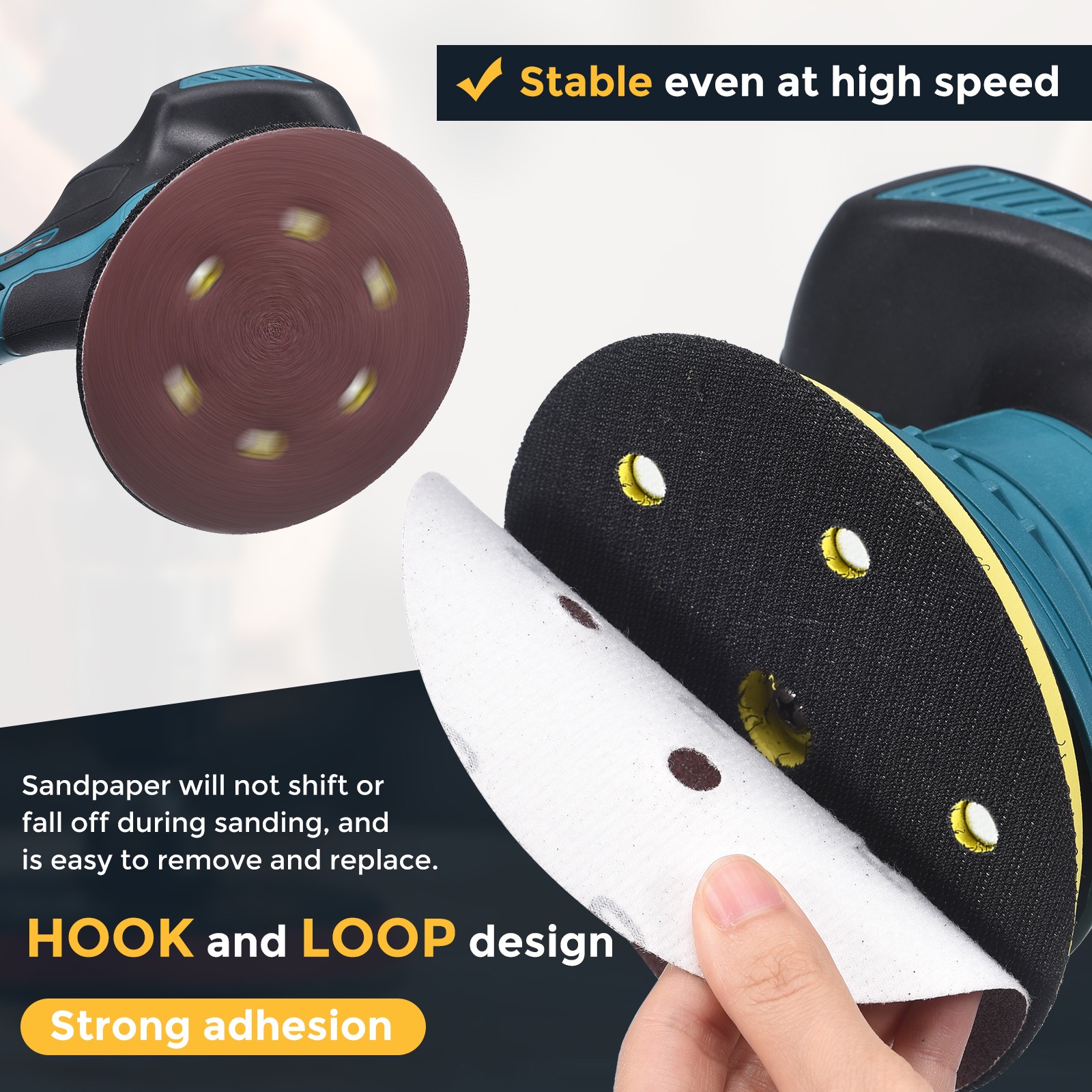 75 Pcs 6 Inch Sanding Disc 6 Hole 40/60/80 Grit Hook and Loop Sandpaper