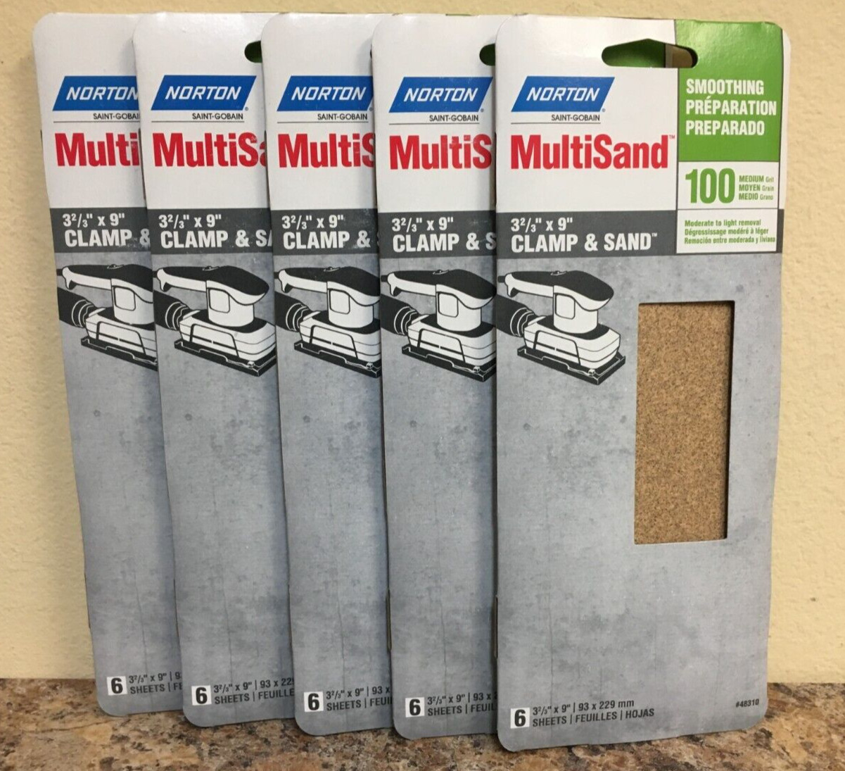 Norton 48310 MultiSand 3-2/3 in. x 9 in. 100 Grit Sanding Sheet 5 Pk