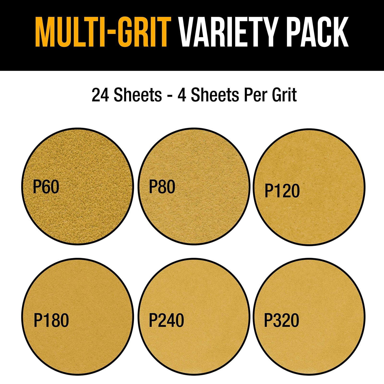 Triangle Mouse Sanding Sheets 60, 80, 120, 180, 240, 320 Grit – 24 Total, 6
