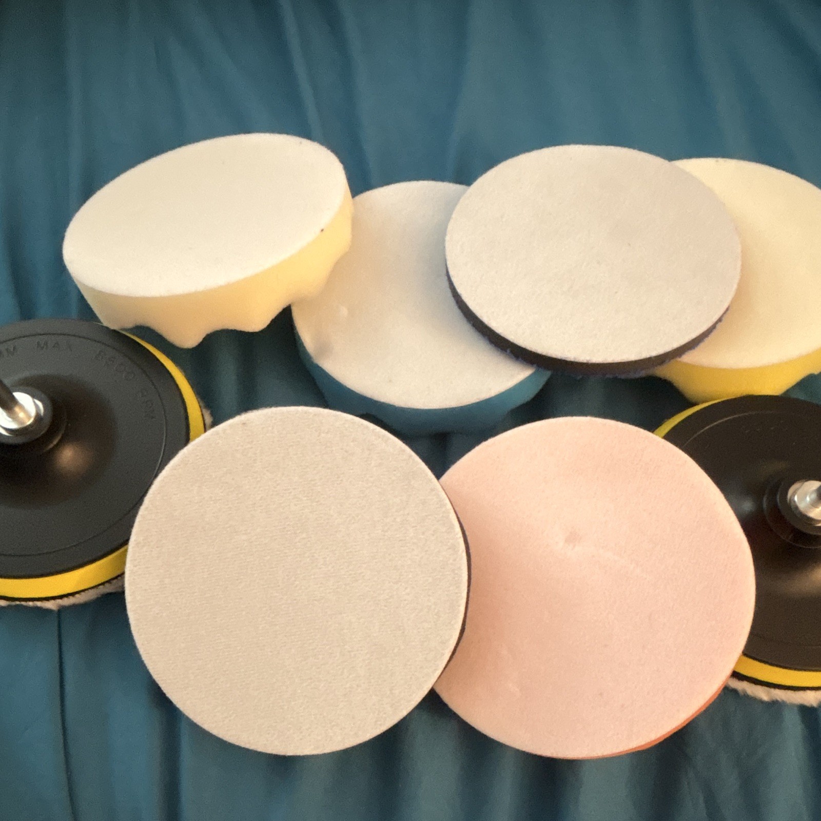 10 piece Foam Polishing & Buffing Pad Kit w/ Drill Adapter, Multicolor