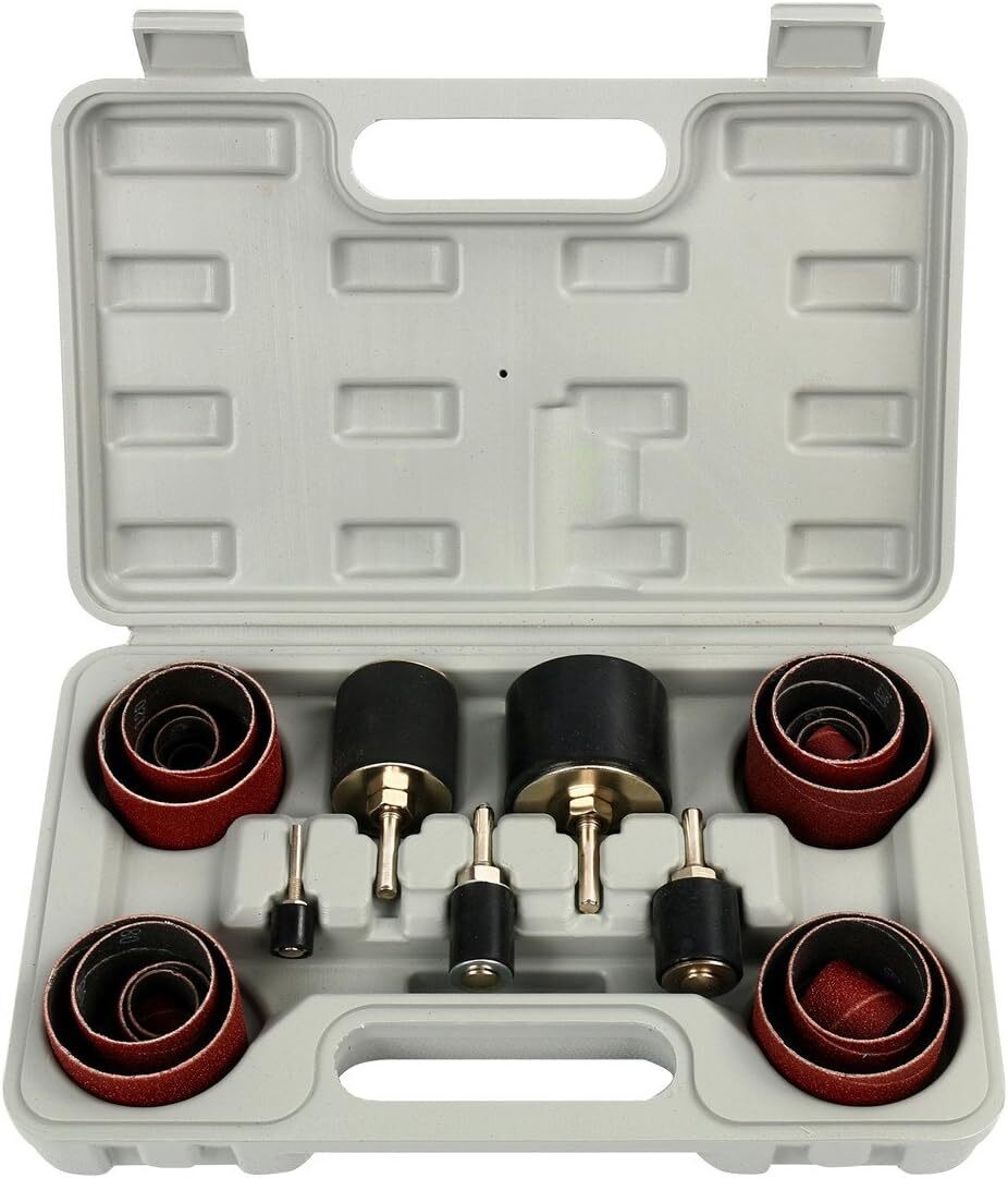 25Pcs Sanding Drum Set for Woodworking Drill Press Sander Round Sleeves Tool Kit