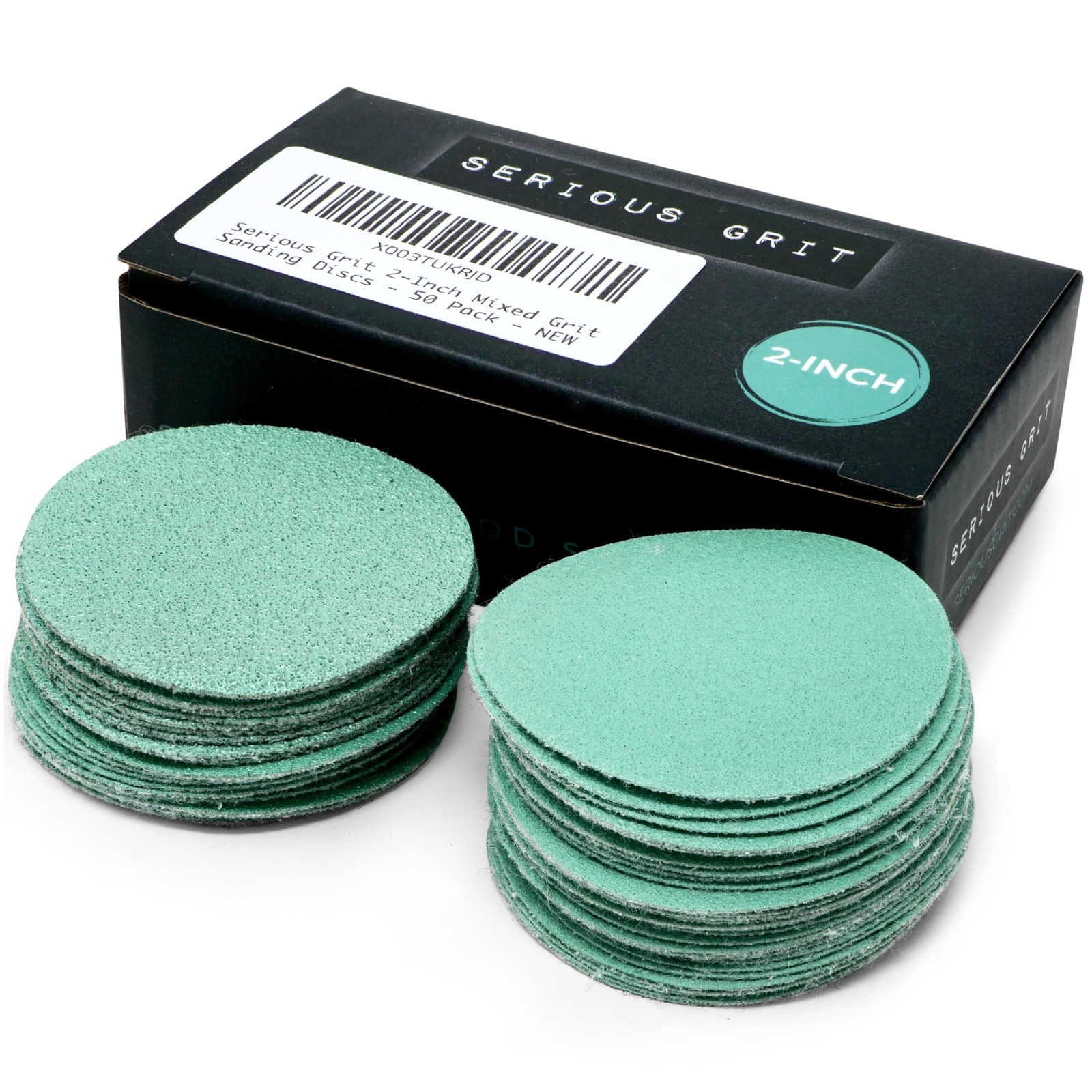 Serious Grit – 2-Inch Sanding Disc Assortment – 80 120 150 180 220 Green