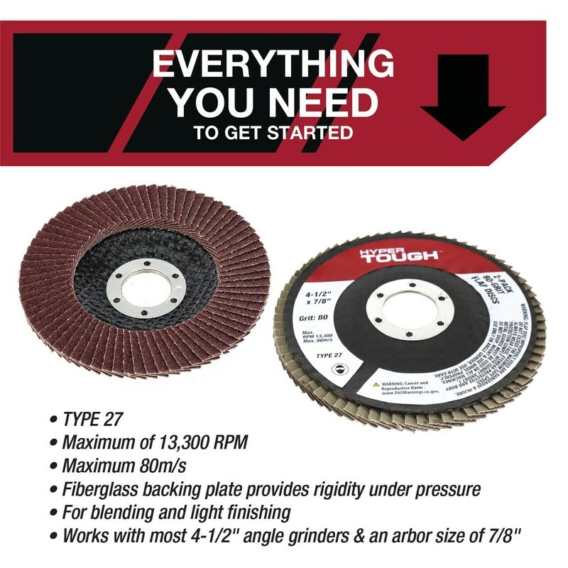 80 Grit Flap Discs 4 Pack Abrasive Material Angle Grinders Multi-Purpose Use
