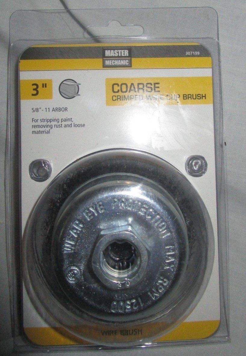 Master Mechanic 3″ Course Crimped Wire Cup Brush 307199. 5-8″-11 Arbor