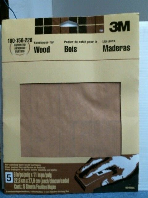 3M 9040NA, 100-150-220 Assorted Sandpaper 9″ x11″ Sheets, Pack of 5 Sheets, FS