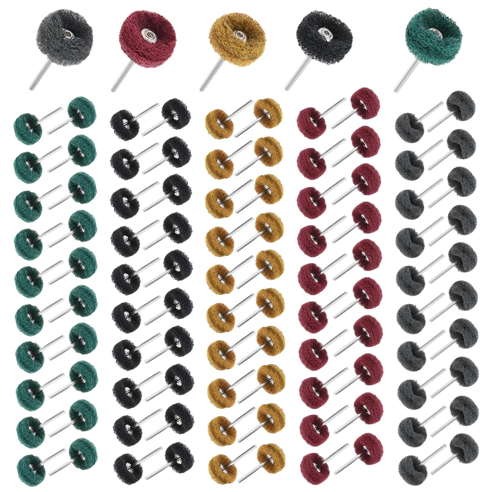 100Pcs Mini 25mm/1″ Scouring Pad Abrasive Buffing Wheels