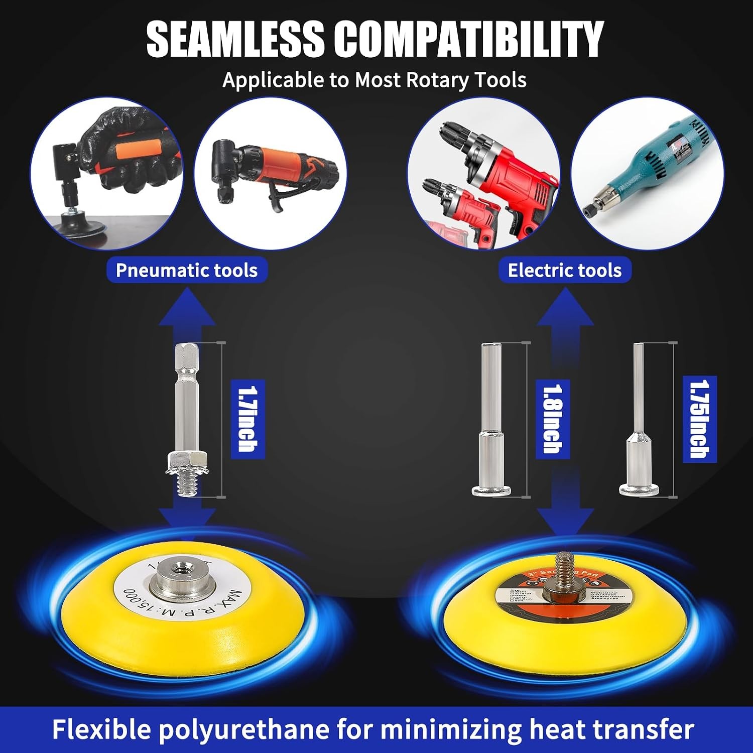 3 Inch Wet Dry Sanding Head Sandpaper Drill Bits Kit Sanding Disc Drill