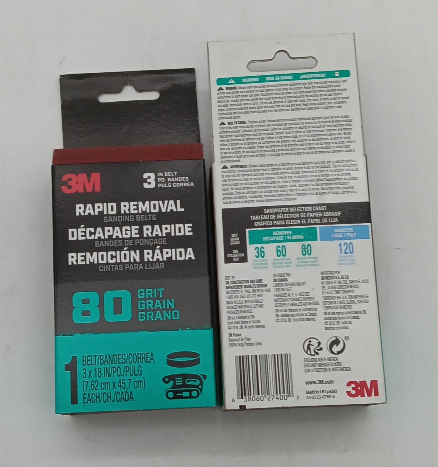 2 – 3M Rapid Removal 3 x 18-inch Power Sanding Belt, 80 grit