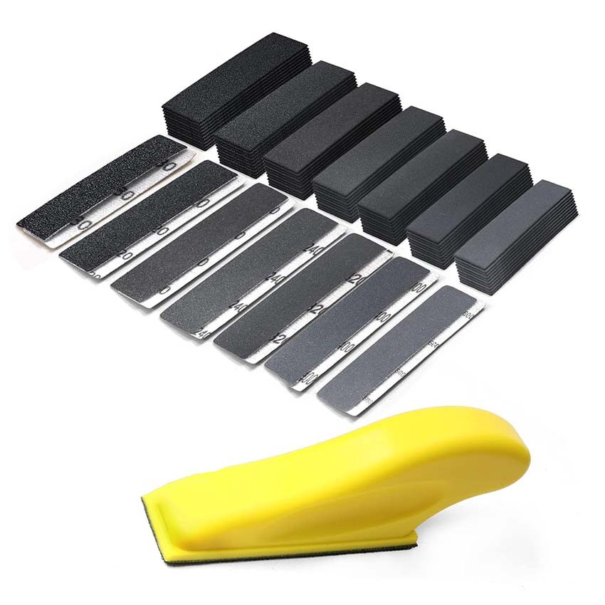 30*93mm Sandpaper kit Self-Adhesive Woodwork Sanding Polishing Pad Manual Tray