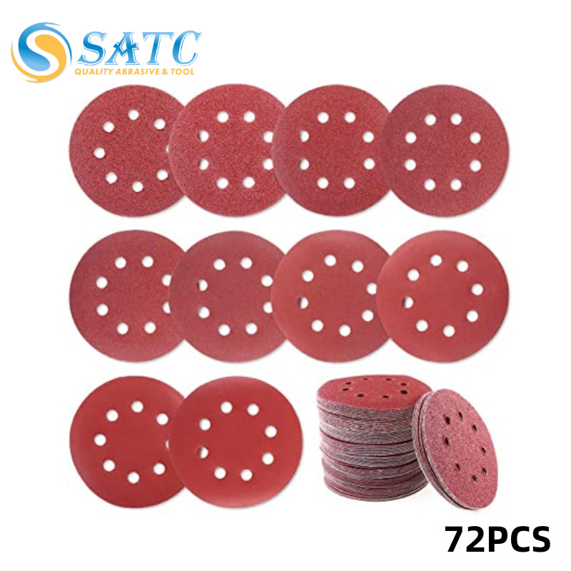 72PCS 5 in 8-Hole Sanding Discs 40-320 Grit Hook Loop Orbital Sander Paper Pads