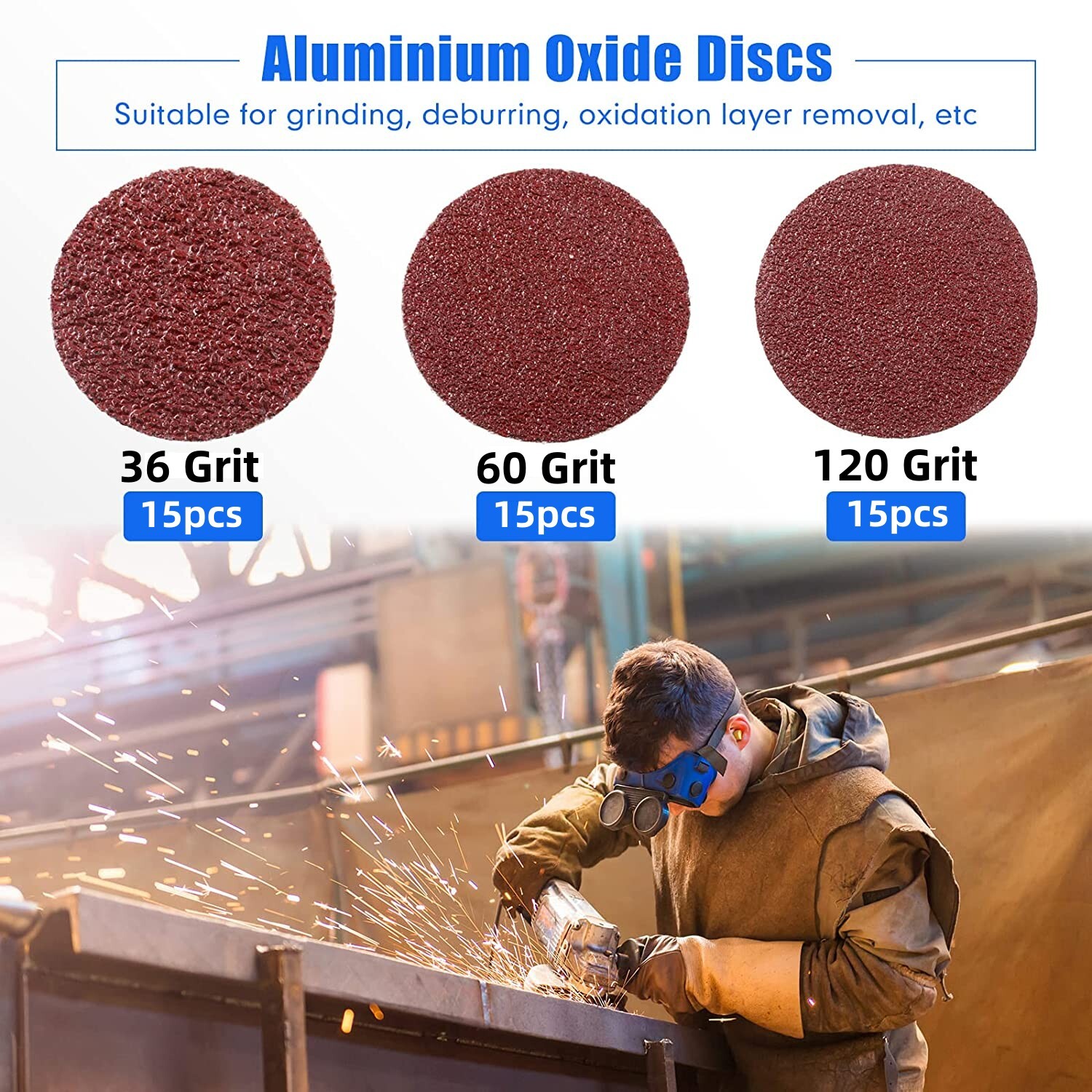 46PCS 2inch A/O Roll Lock Die Grinder Quick Change Sanding Discs Set W/ Holder