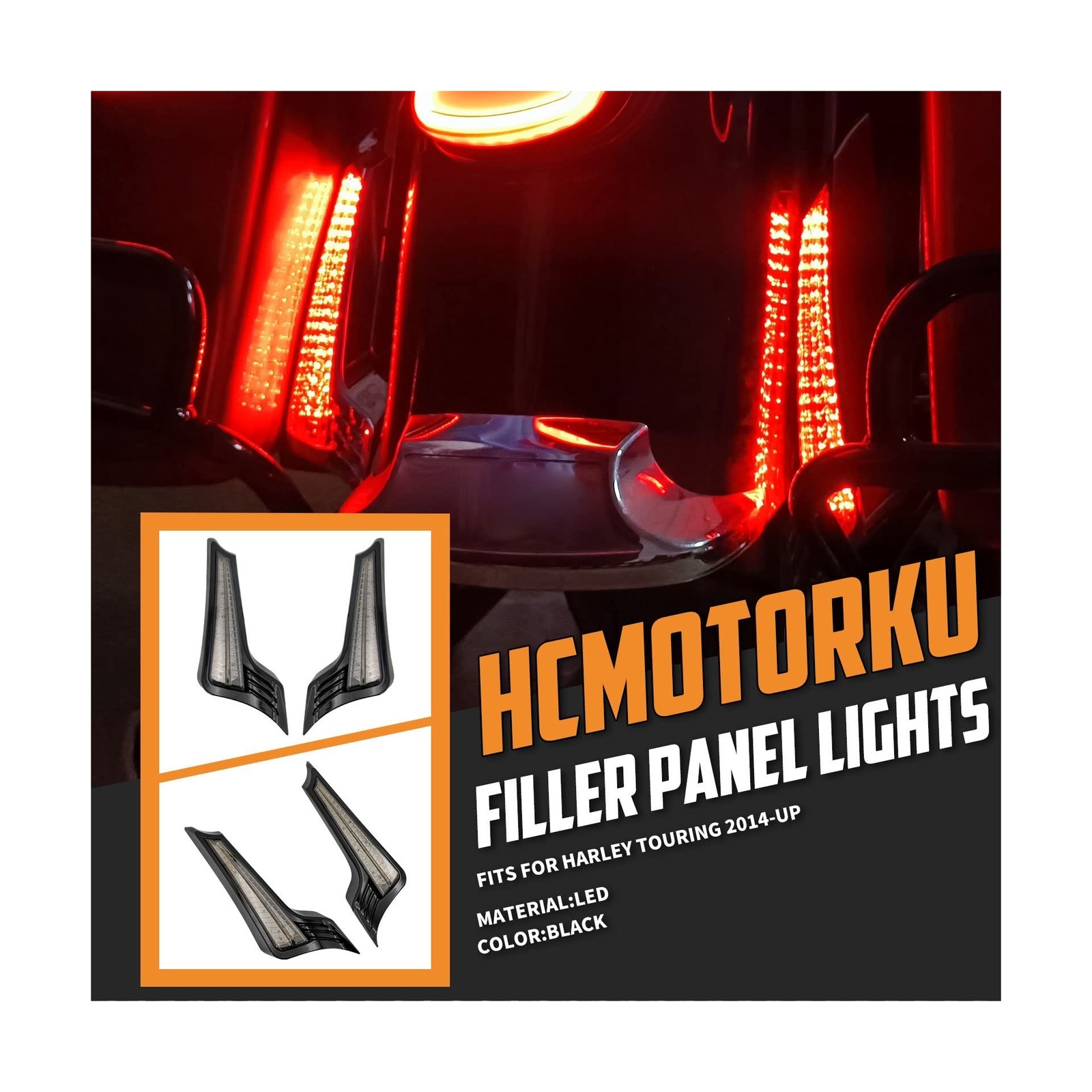 Motorcycle LED Filler Panel Lights Rear Fender Light Turn Signals Running Bra…