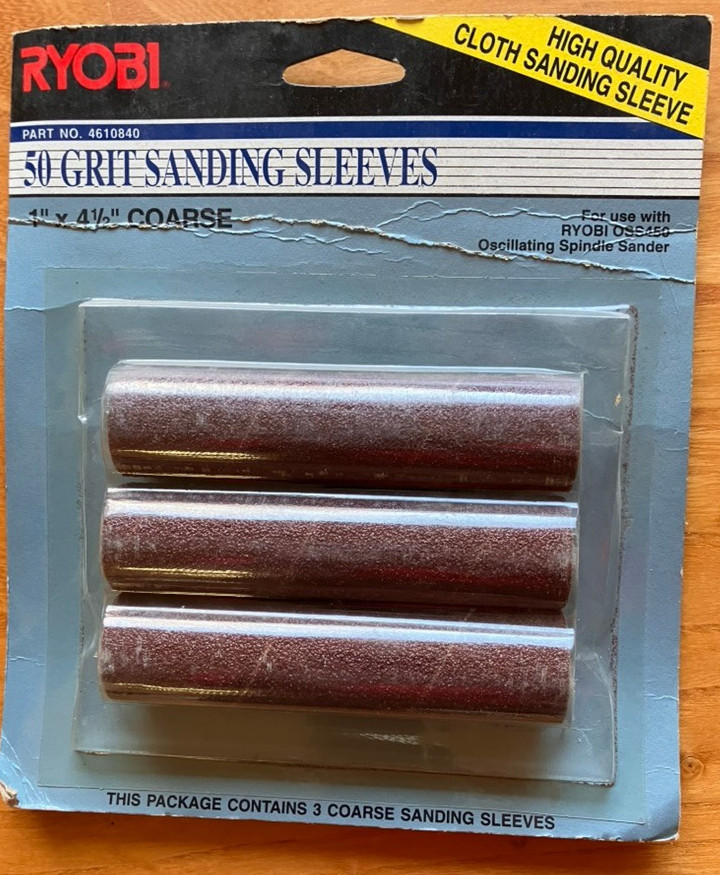 Ryobi OSS450 Oscillating Spindle 50 Grit Sanding Sleeves (3), 1” x 4.5” Coarse
