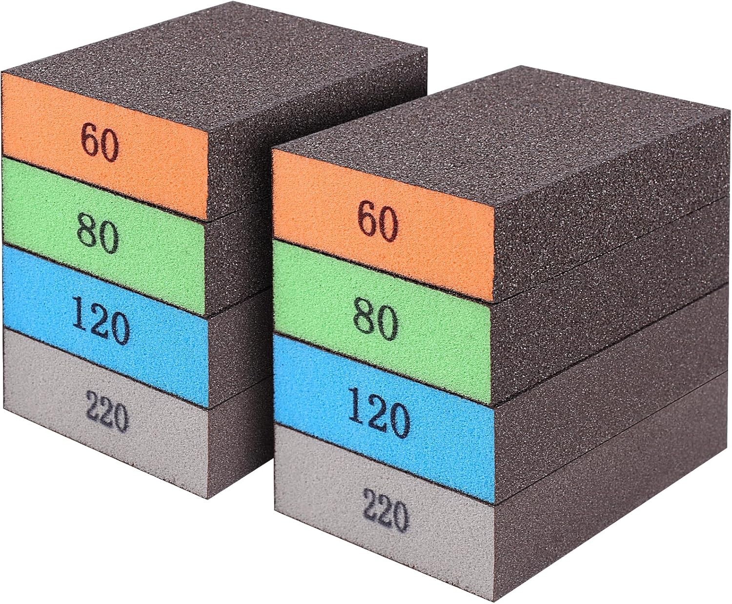 Reusable Sandpaper Sponges 8 Count with 60 80 120 220 Grit for Various Projects