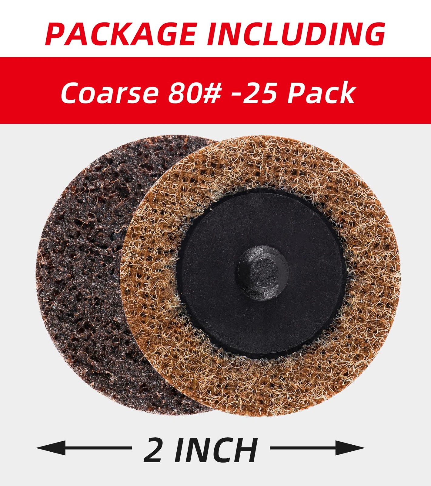 25 Pack 2 Nylon Surface Conditioning Discs, Coarse 80 Grit, R-Type, Quick