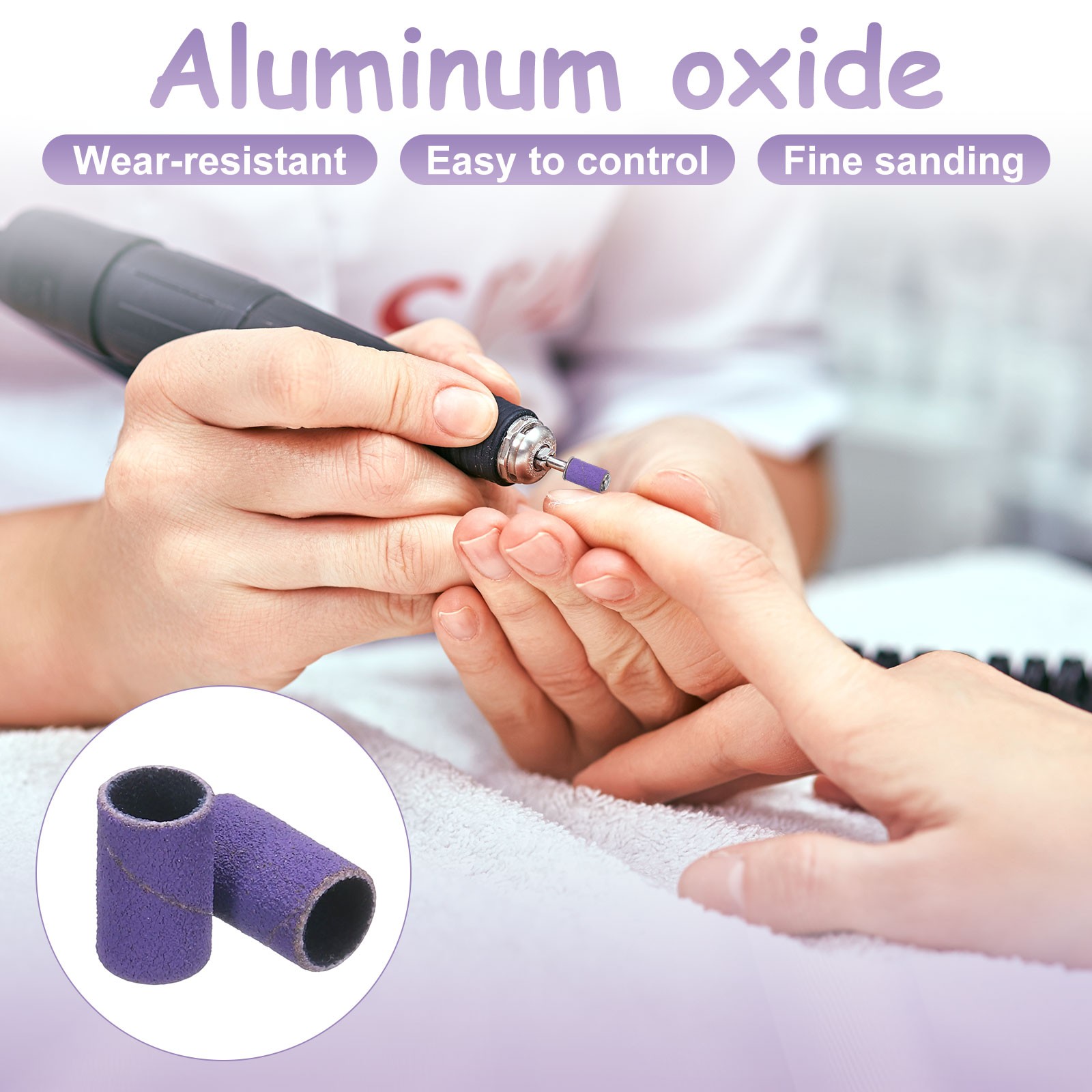 76pcs Small Sanding Bands 80/120/180 Grit for Nail Bits with 0.1″ Mandrel Purple