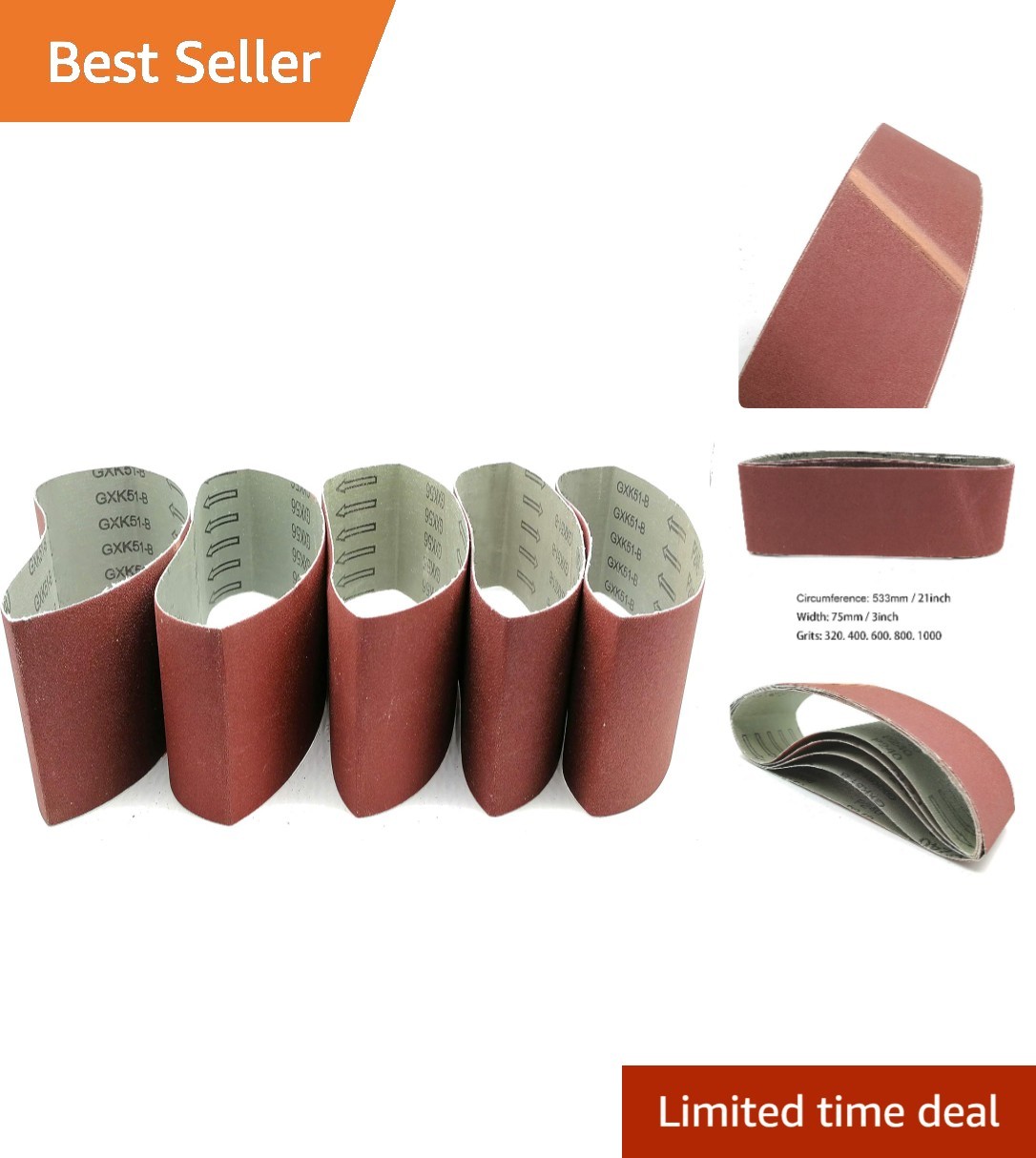 5-Pack 3×21 Inch Sanding Belts, 320-1000 Grits for Superior Woodworking Finish