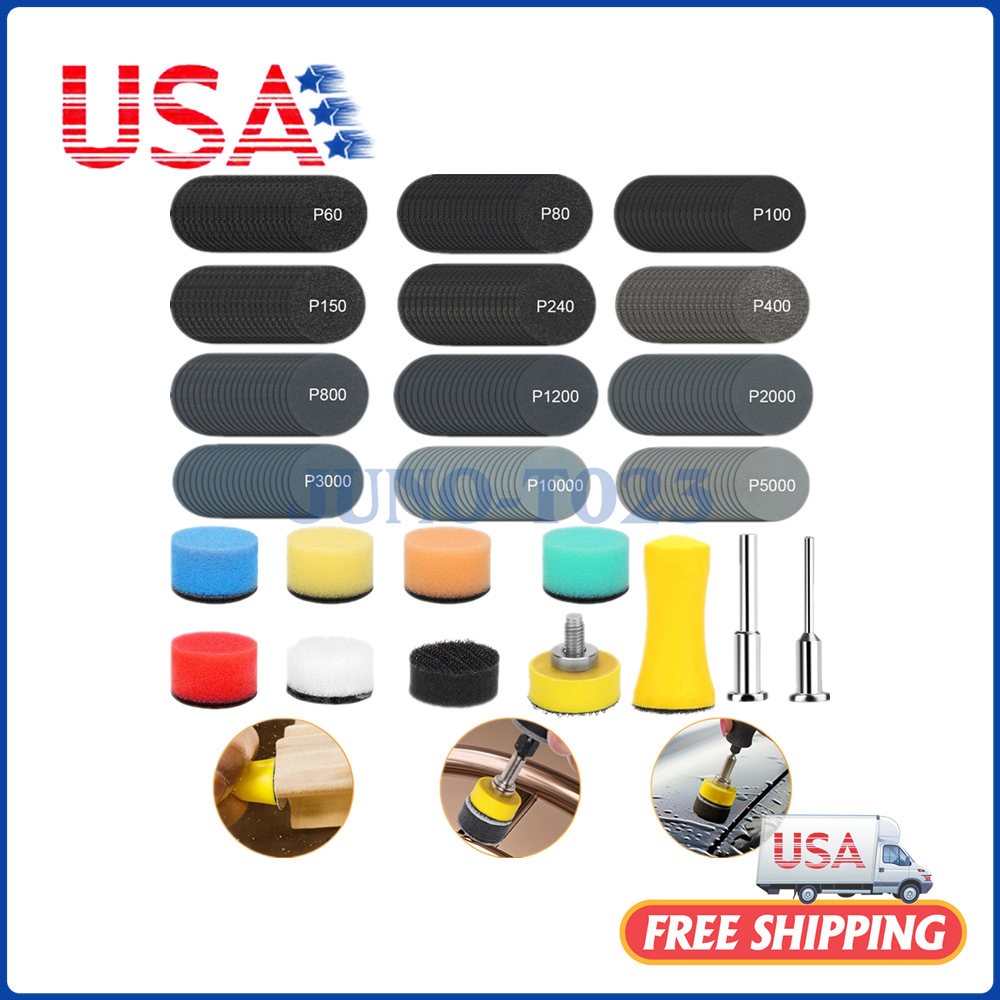 1 inch Sanding Discs 60-10000 Grit 250PCS For Drill Wet Dry Hook Loop Sandpaper