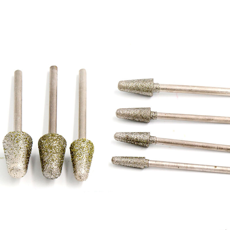 2.35/3mm Shank Bullet-shaped Diamond Grinding Head Drill Bits B Burr Jade Amber