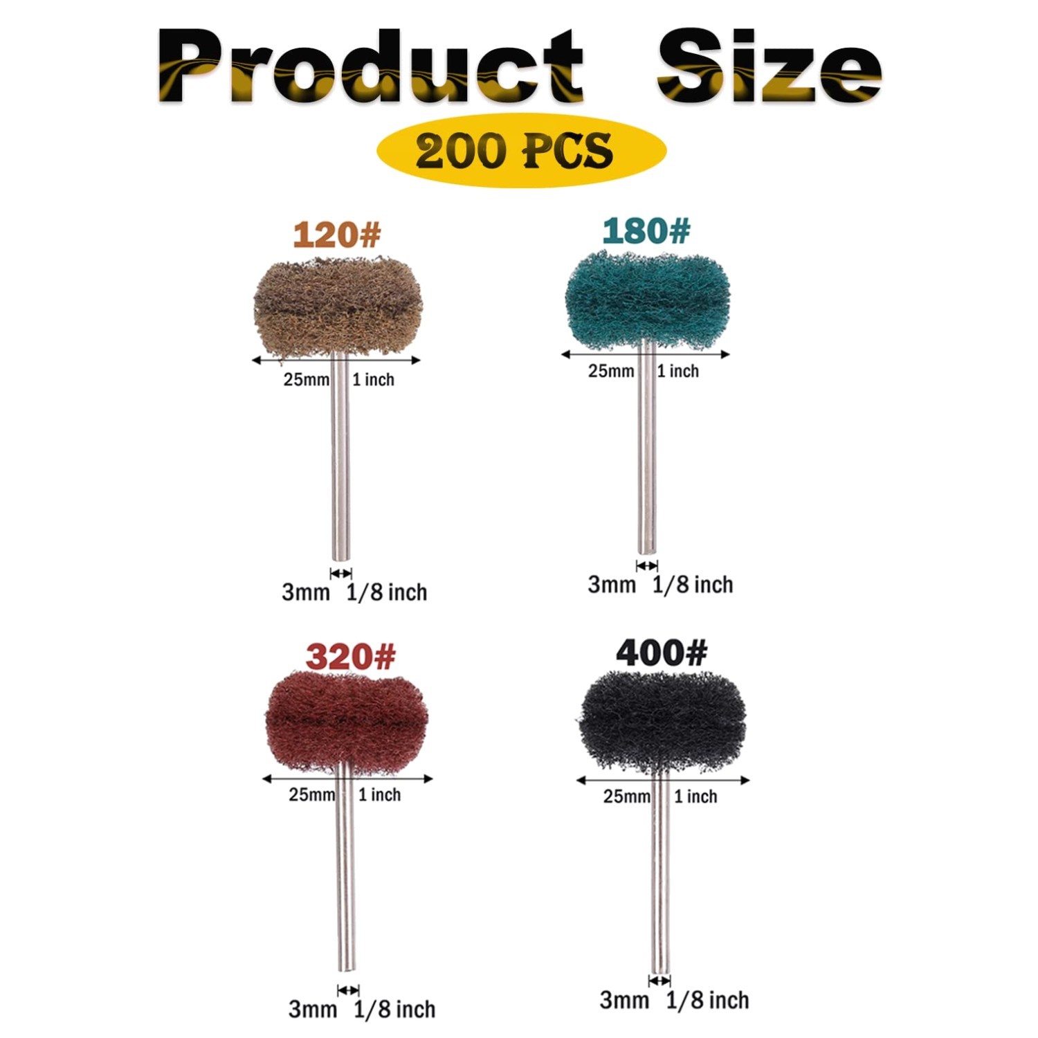 Buffing Wheels for Rotary Tools – 200 Pack Assorted Grits
