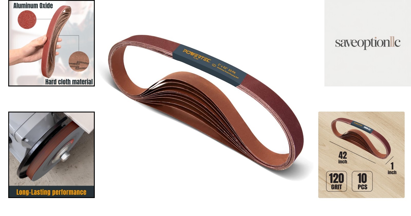 10-Pack 1×42 Inch 120 Grit Aluminum Oxide Sanding Belts – Heavy Duty Performance