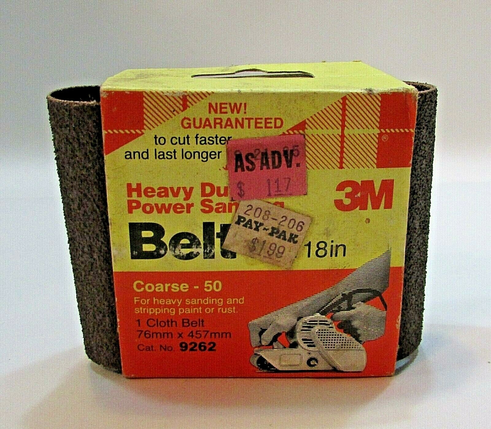 New Vintage Unused 3M Heavy Duty Power Sander Cloth Belt 9262 Coarse 50 FREE S/H