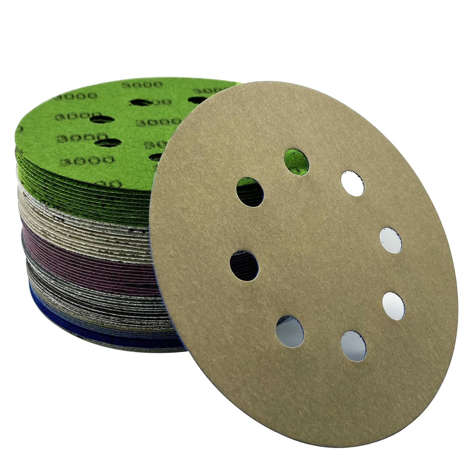 Wet Dry Sanding Discs 5 in 8-Hole Hook Loop 3000-10000 Grit Orbital Sander Paper