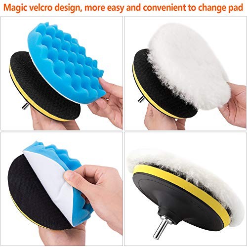6 Inch Buffing and Polishing Pad Kit 11 PCS with Drill Adapter 6Inch-11PCS