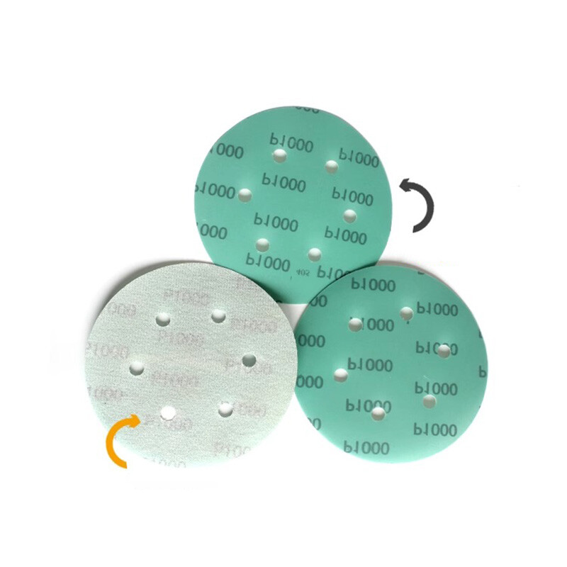 6″ 150mm Wet & Dry Sandpaper Polyester Film Green Sand Hook & Loop 60-2000 Grit