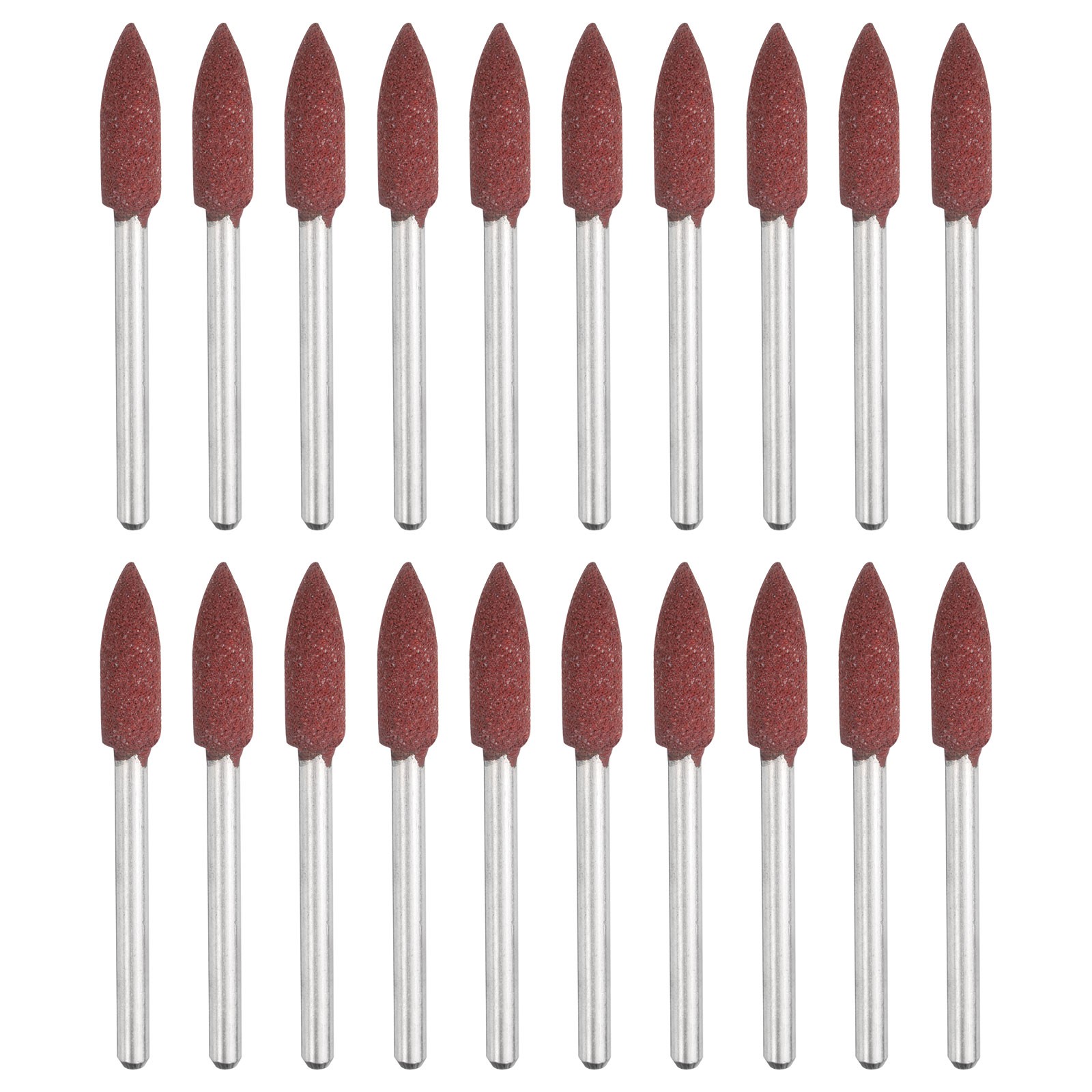 20pcs Rubber Polishing Bit, 5mm(3/16″) Conic Head, 3mm(1/8″) Shank,Red
