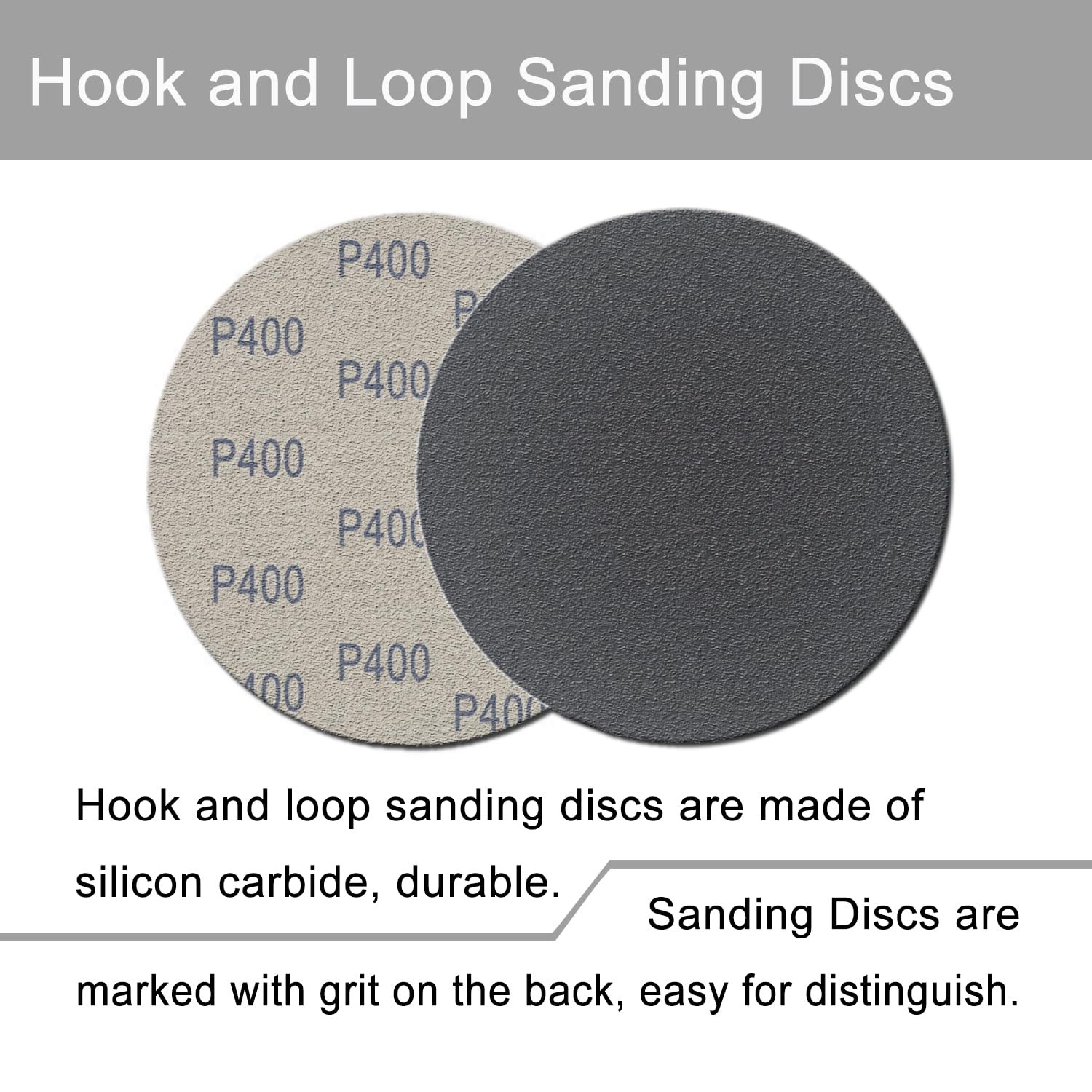 Sanding Discs 6in 50pcs 400 Grit Hook Loop Wet Dry Automotive Wood Metal Orbital